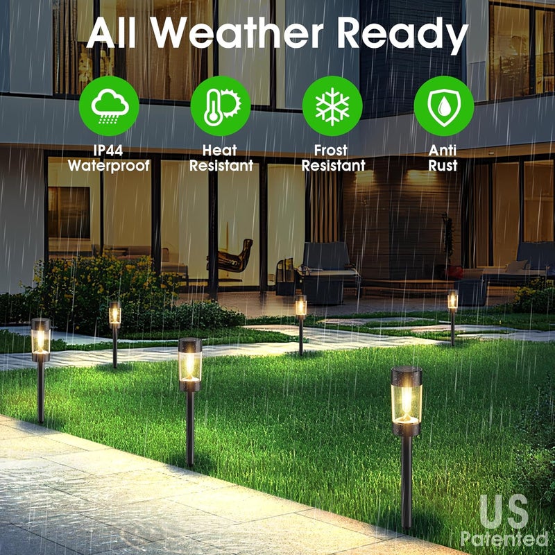 Eyrosa Solar Lights Outdoor, 12 Pack Waterproof Solar Landscape Lighting for Pathway Garden Yard Path Walkway Driveway Lawn Patio Outside Decor, Warm White - Image 5